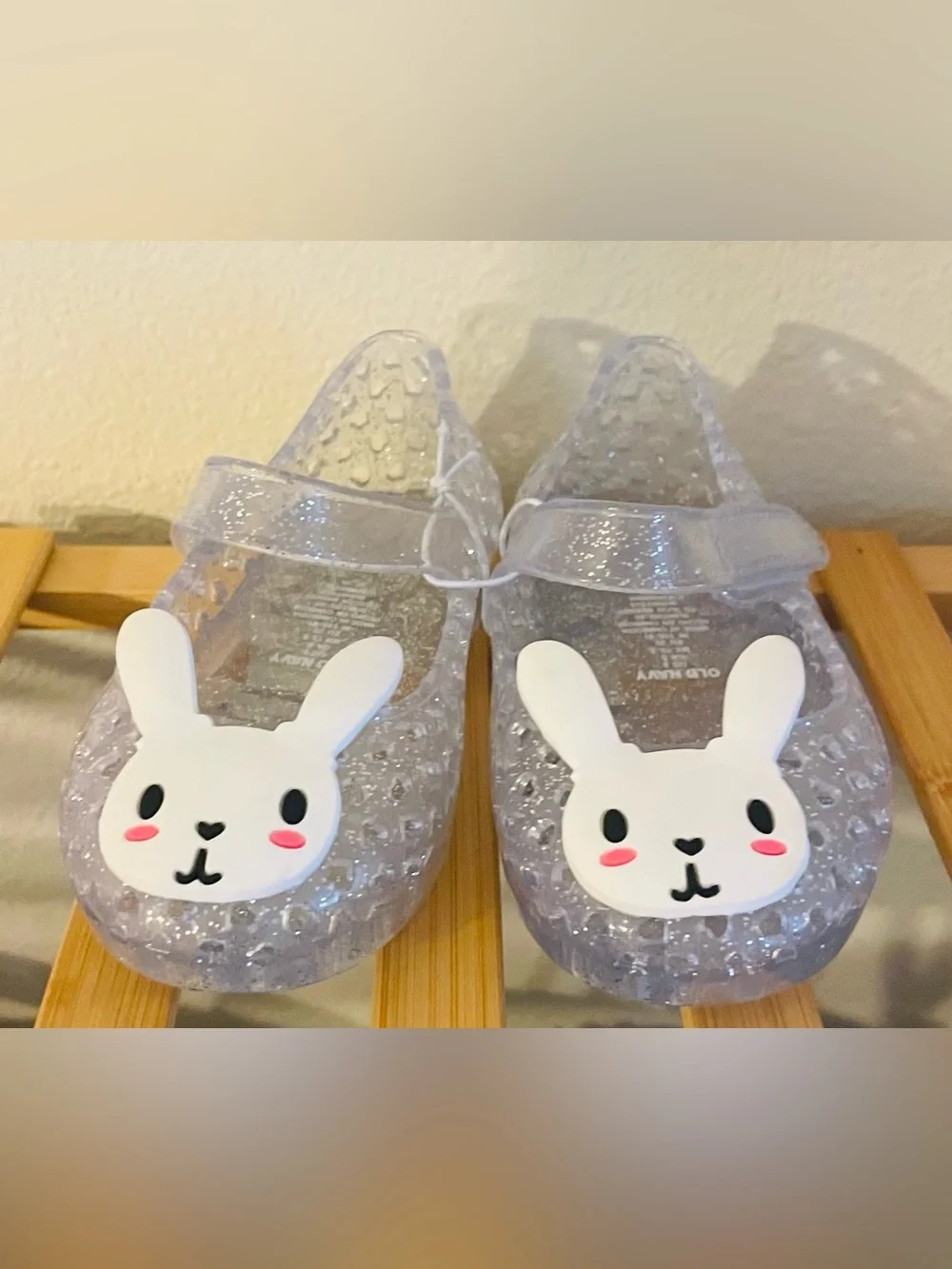 NEW…Girls Clear Jelly Mary Jane Shoes with Bunny Accent